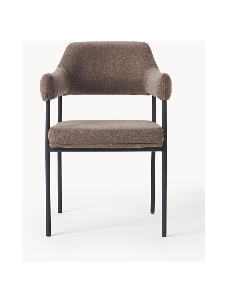 Gestoffeerde fauteuil Zoe, Bekleding: 100 % polyester Met 20.00, Frame: gepoedercoat metaal, Geweven stof bruin, B 56 x D 62 cm