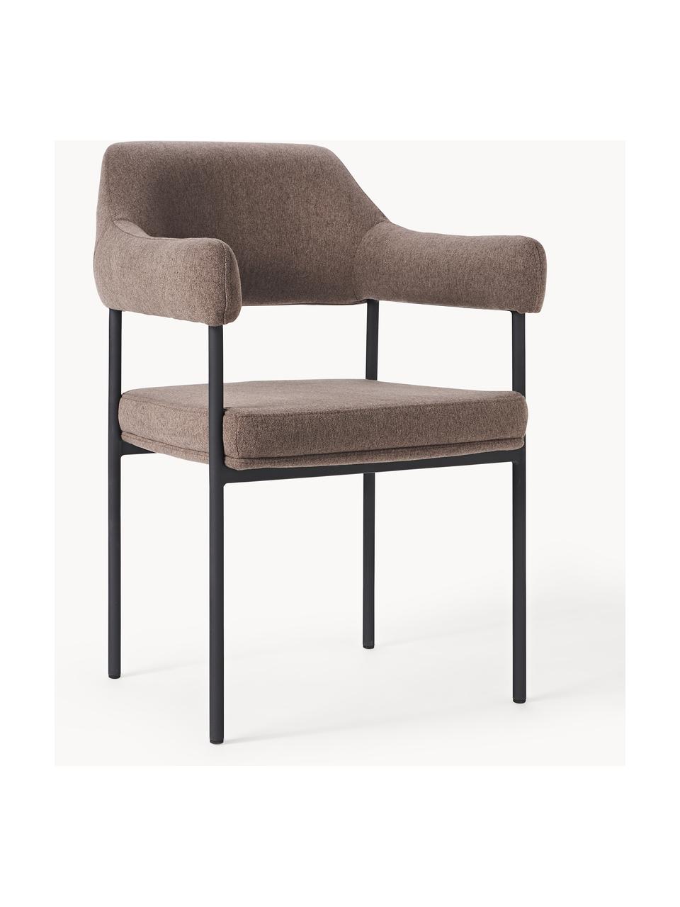 Gestoffeerde fauteuil Zoe, Bekleding: 100 % polyester Met 20.00, Frame: gepoedercoat metaal, Geweven stof bruin, B 56 x D 62 cm