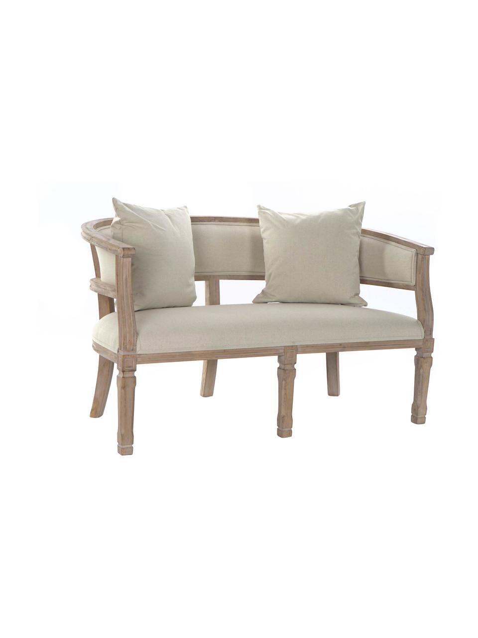 Sofá de lino Garbanzo (2 plazas), Tapizado: lino, Estructura: madera de caucho, Beige, An 122 x F 69 cm