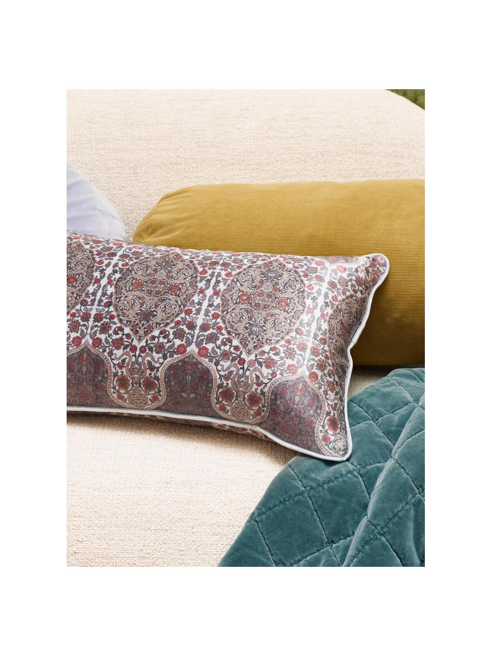 Poduszka z aksamitu z wypełnieniem Giulia, Odcienie niebieskiego, czerwony, S 30 x D 50 cm