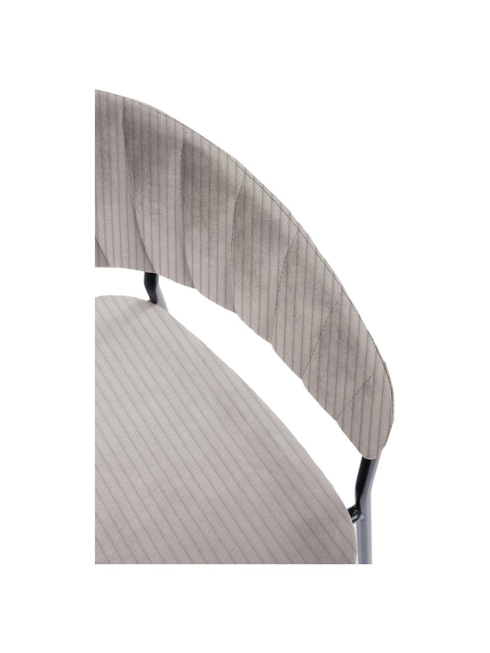 Sillas tapizadas en terciopelo Belle, 2 uds., Tapizado: terciopelo (100% poliéste, Estructura: acero con pintura en polv, Terciopelo gris, negro, An 57 x Al 54 cm