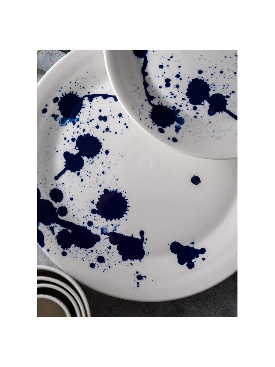Geschirr-Set Pacific Blue aus Porzellan, 4 Personen (16-tlg.), Porzellan, Abstrakt, 4 Personen (16-tlg.)
