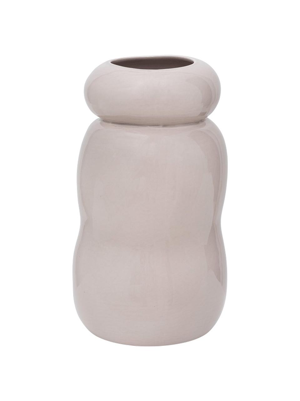 Ručne vyrobená váza z kameniny Pebbles, Kamenina, Sivobéžová, lesklá, Ø 15 x V 27 cm