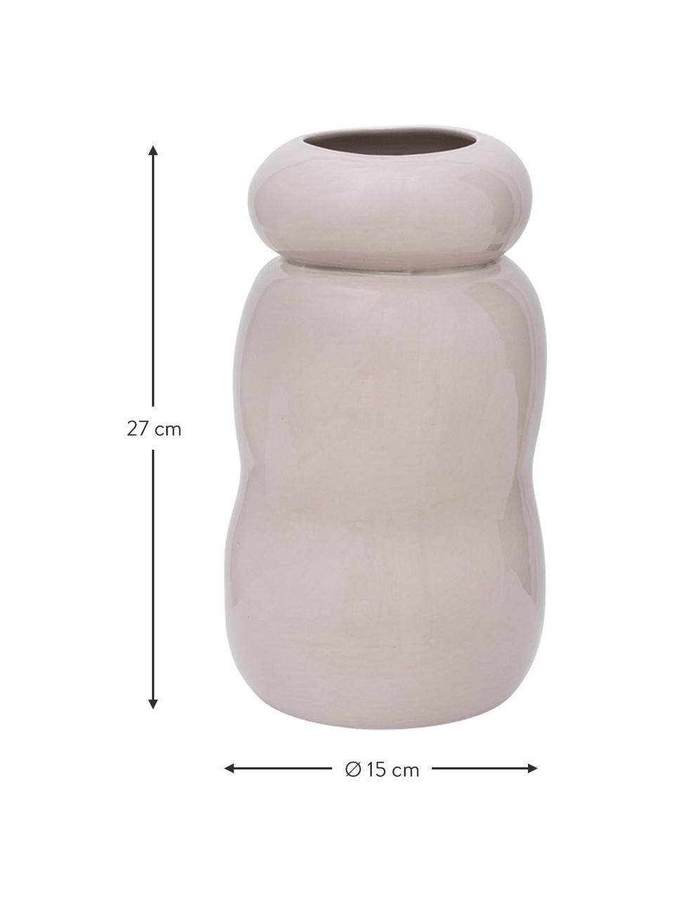 Handgefertigte Steingut-Vase Pebbles in Taupe, Steingut, Taupe, glänzend, Ø 15 x H 27 cm