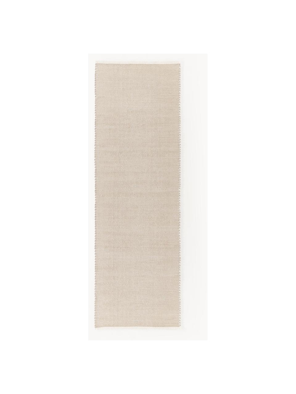 Handgeweven wollen loper Amaro, Onderzijde: 100% katoen Het in dit pr, Lichtbeige, B 80 x L 250 cm