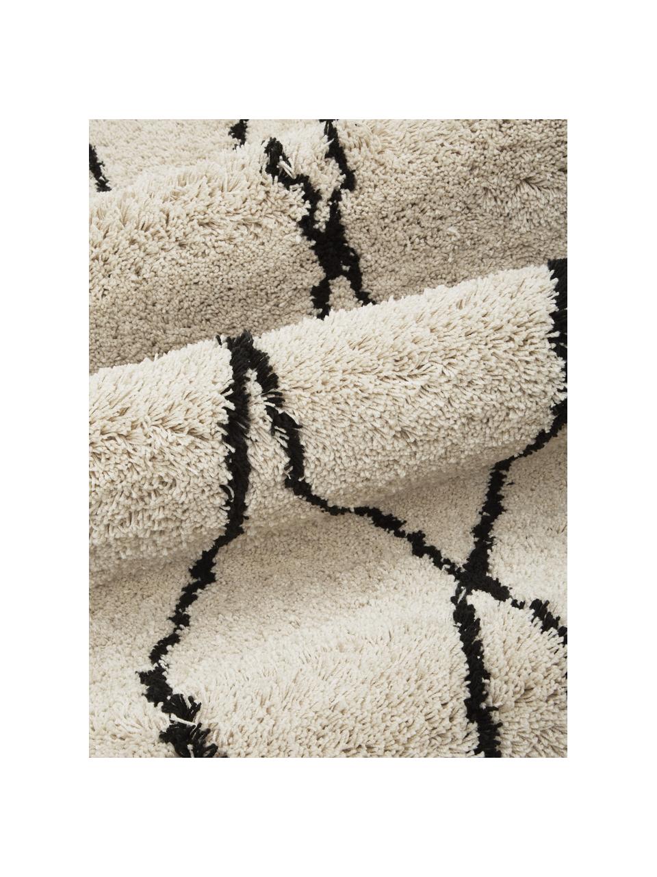 Tapis de couloir beige poils longs Nouria, Beige, noir, larg. 80 x long. 250 cm