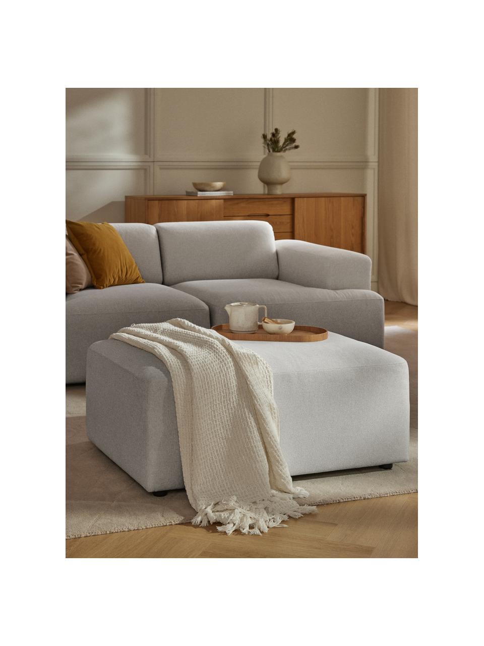 Hocker Melva, B 99 x T 72 cm, Bezug: 100 % Polyester Der strap, Gestell: Massives Kiefern- und Fic, Webstoff Hellgrau, B 99 x T 72 cm