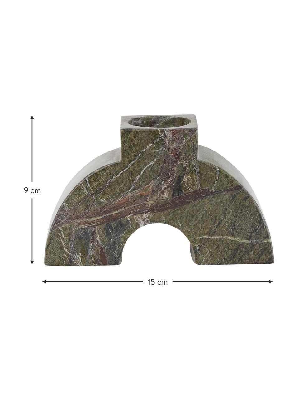 Svícen z mramoru Arch Thick, Mramor, Zelená, Š 9 cm, V 15 cm