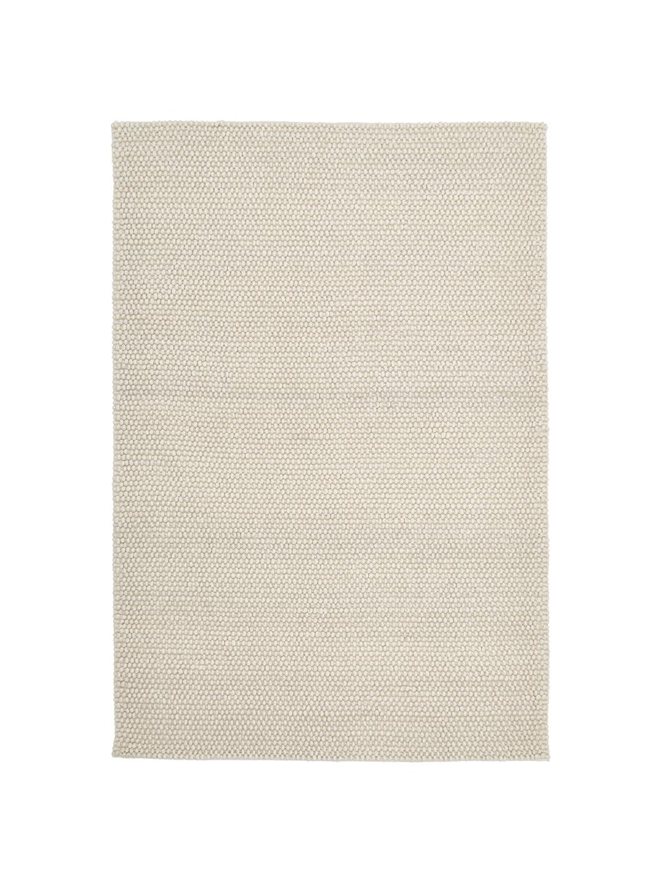 Handgenähter Wollteppich Lovisa in Elfenbein meliert, Flor: 60% Wolle, 40% Viskose, Elfenbeinfarben, B 80 x L 150 cm (Größe XS)