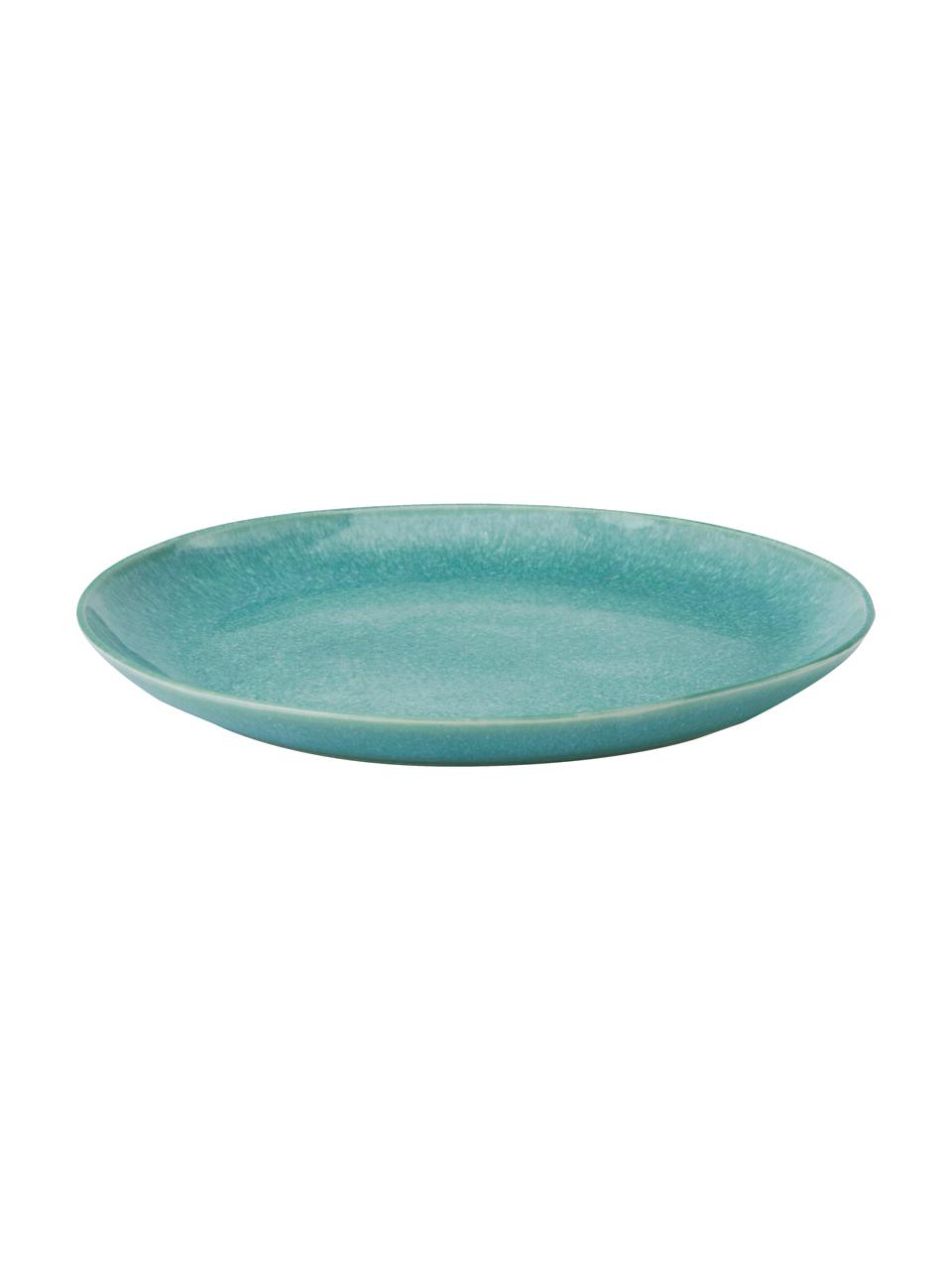 Platos llano artesanales de gres Anthia, 2 uds., Gres, Turquesa, Ø 28 x Al 3 cm