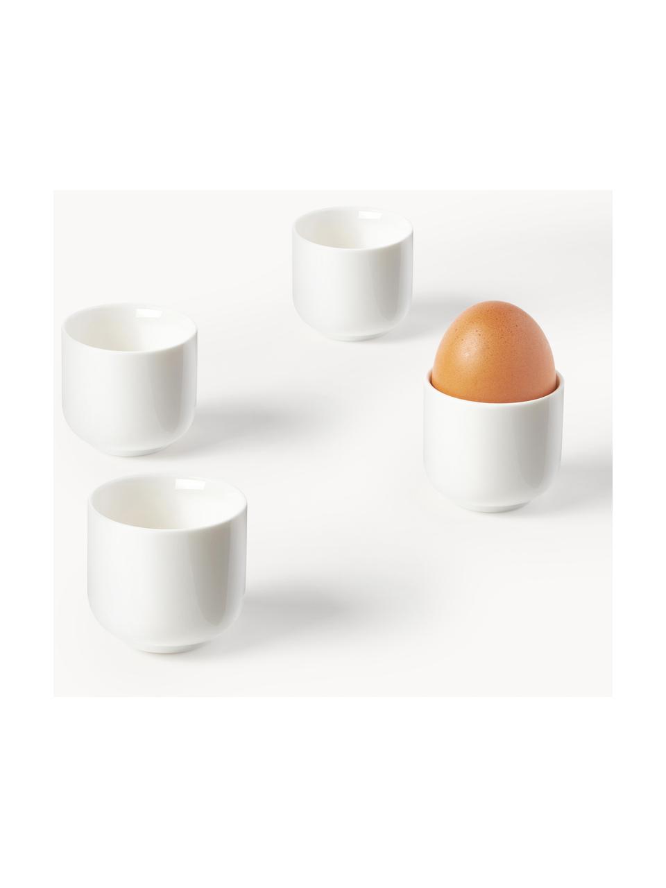 Porcelánové stojany na vajíčka Nessa, 4 ks, Vysoce kvalitní tvrdý porcelán, glazovaný, Tlumeně bílá, lesklá, Ø 5 cm, V 5 cm