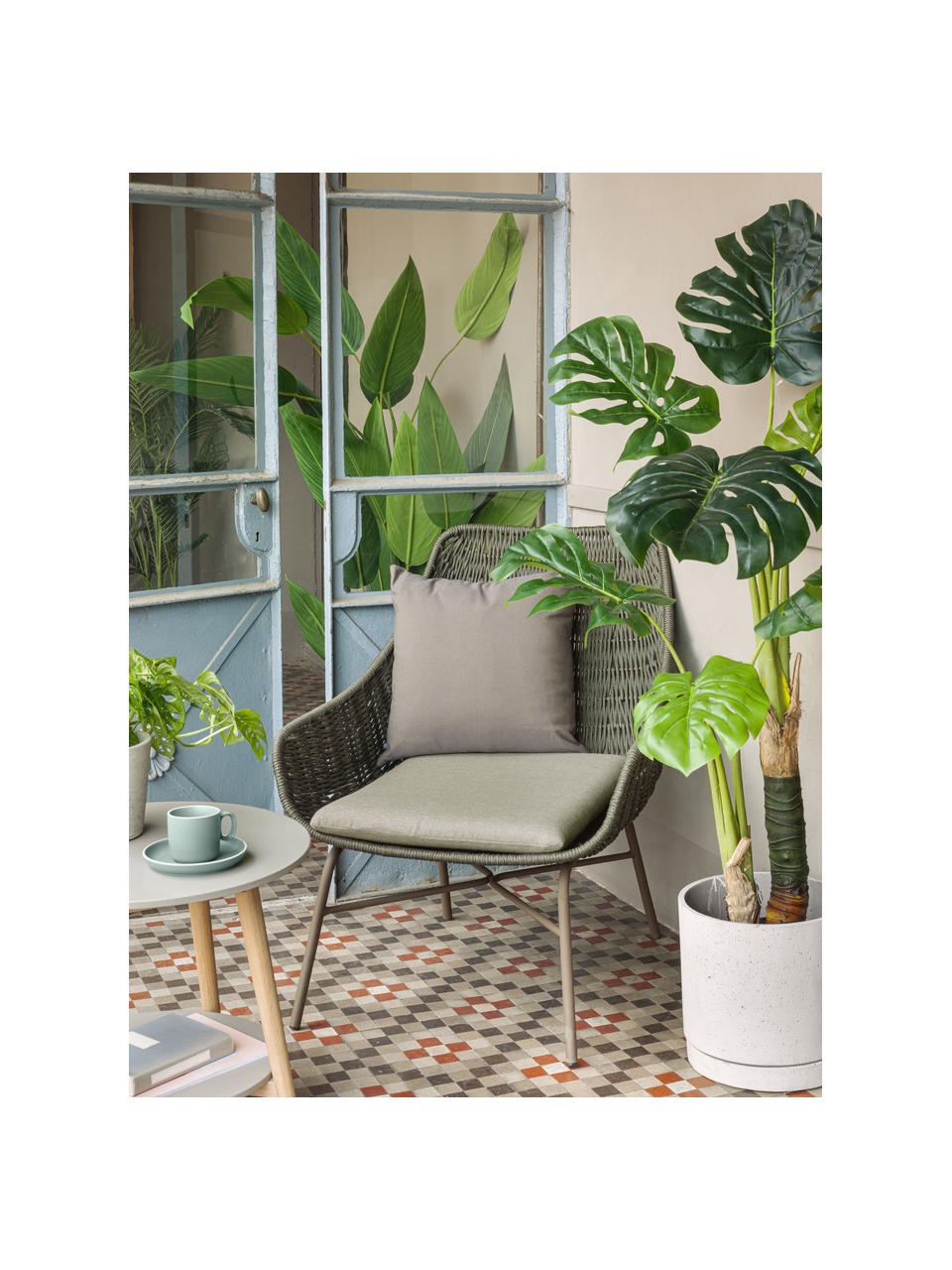 Garten-Loungesessel Abeli, Sitzschale: Seil, gefärbt, Gestell: Metall, verzinkt und lack, Bezug: Stoff, Dunkelgrün, B 68 x T 67 cm