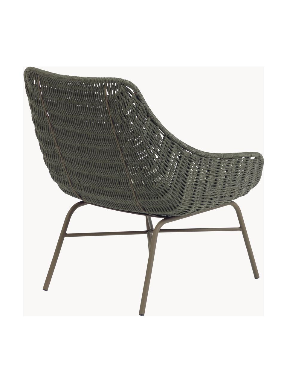 Fauteuil lounge de jardin Abeli, Tissu beige clair, vert olive, larg. 68 x prof. 67 cm