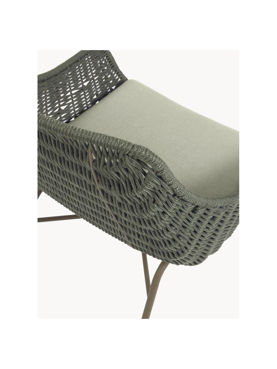 Fauteuil lounge de jardin Abeli, Tissu beige clair, vert olive, larg. 68 x prof. 67 cm