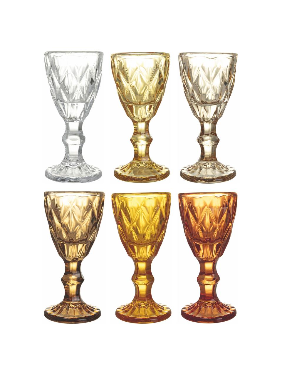 Set 6 bicchierini con motivo strutturato Shades, Vetro, Tonalità gialle, Ø 5 x Alt. 11 cm