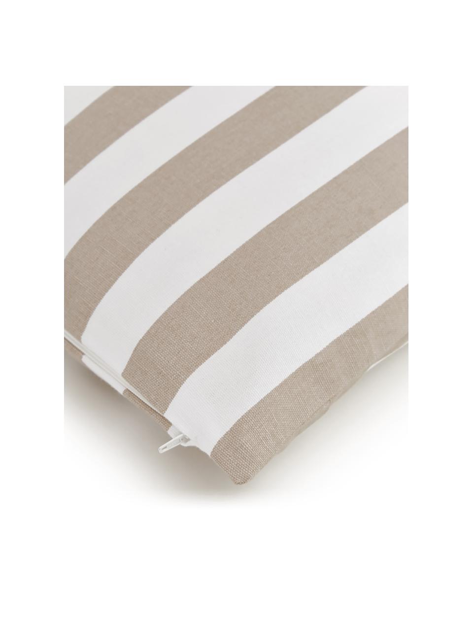 Housse de coussin rectangulaire à rayures Timon, 100 % coton, Taupe, blanc, larg. 30 x long. 50 cm