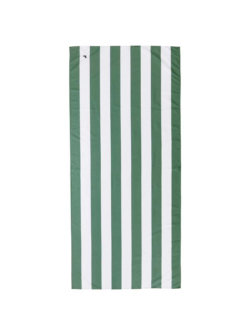 Ręcznik plażowy z mikrofibry Cabana, Zielony, biały, S 90 x D 200 cm