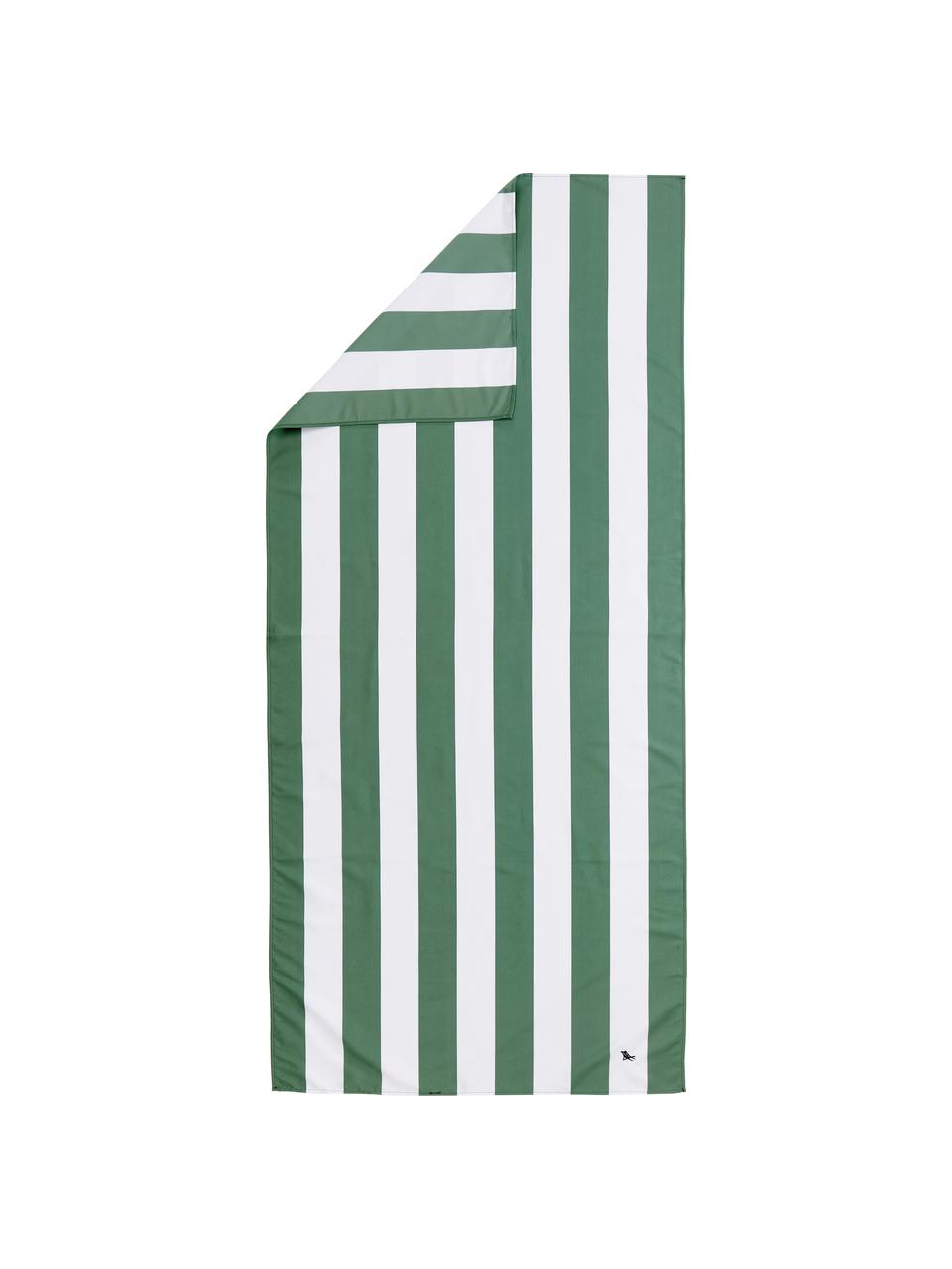 Ręcznik plażowy z mikrofibry Cabana, Zielony, biały, S 90 x D 200 cm