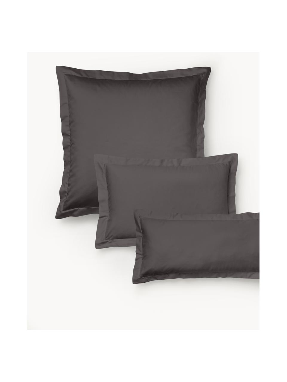 Poszewka na poduszkę z satyny bawełnianej Premium, Ciemny szary, S 40 x D 80 cm