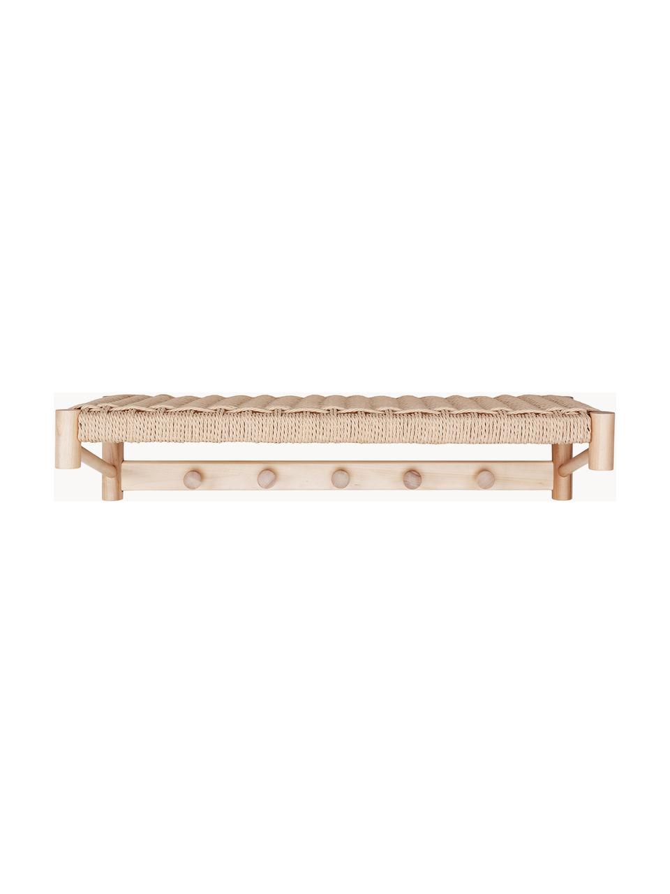 Perchero de pared de madera de chopo Abano, Madera de álamo, cordón de papel, Madera de álamo, An 78 x Al 17 cm