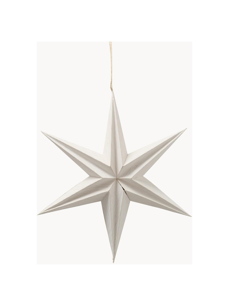 Handgemaakte ster hanger Kassia, Gerecycled papier, Gebroken wit, Ø 40 x H 54 cm