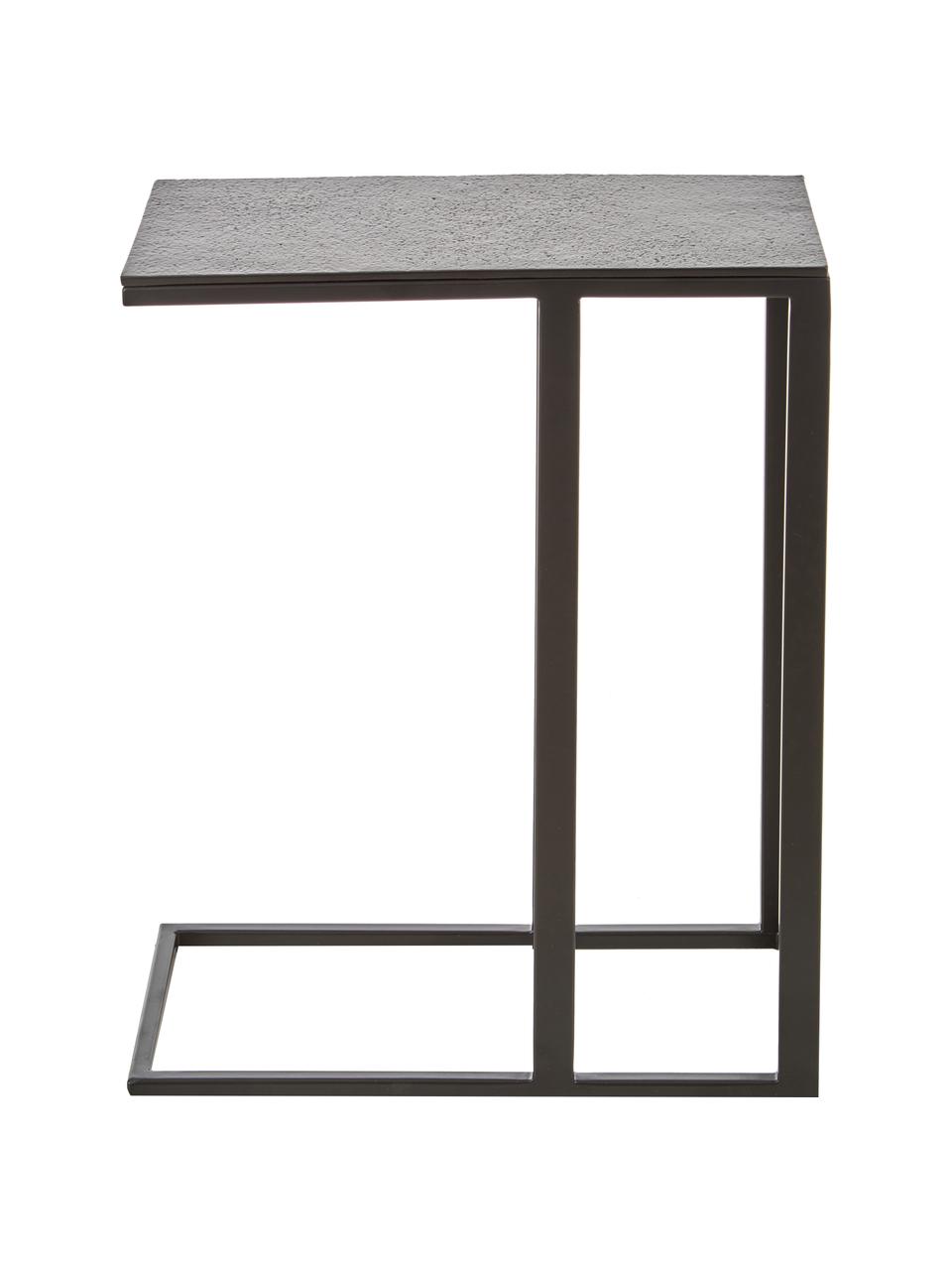 Beistelltisch Edge im Industrial Design, Tischplatte: Metall, beschichtet, Gestell: Metall, pulverbeschichtet, Tischplatte: Schwarz Gestell: Schwarz, matt, B 45 x H 62 cm