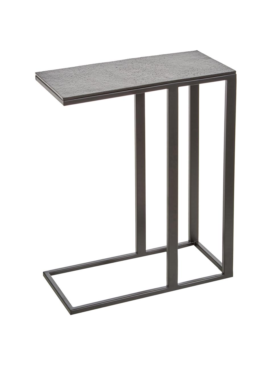 Beistelltisch Edge im Industrial Design, Tischplatte: Metall, beschichtet, Gestell: Metall, pulverbeschichtet, Tischplatte: Schwarz Gestell: Schwarz, matt, B 45 x H 62 cm
