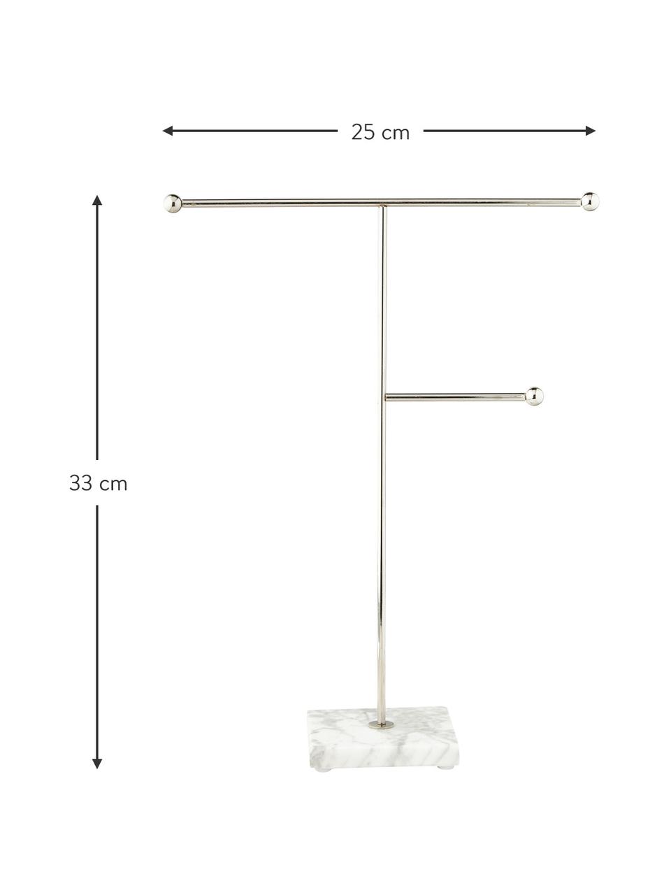 Marmeren sieradenhouder Ellery, Voet: marmer, Wit, metaalkleurig, B 25 x H 33 cm