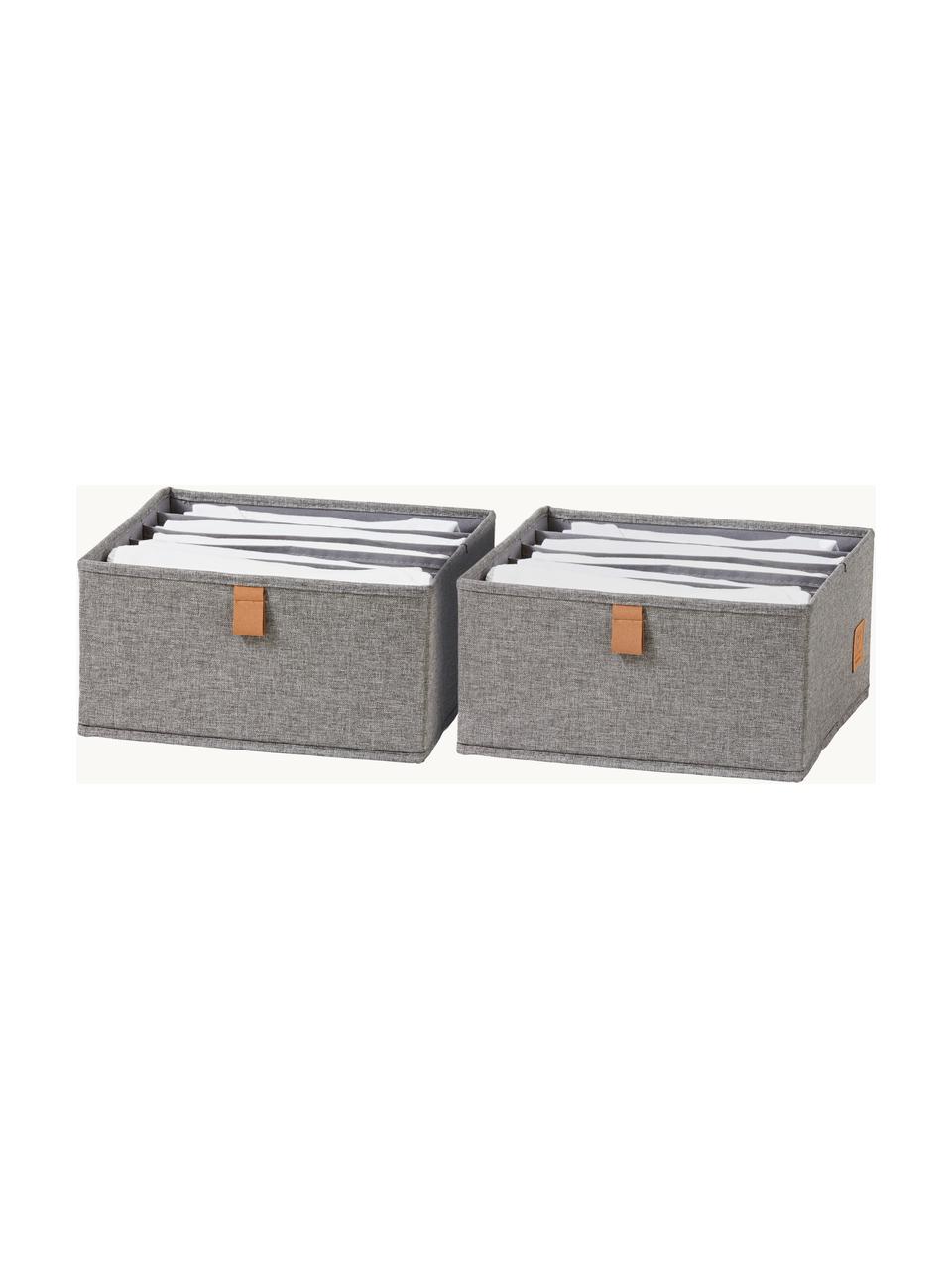 Boîtes de rangement Premium, 2 pièces, Gris foncé, brun, larg. 30 x haut. 30 cm