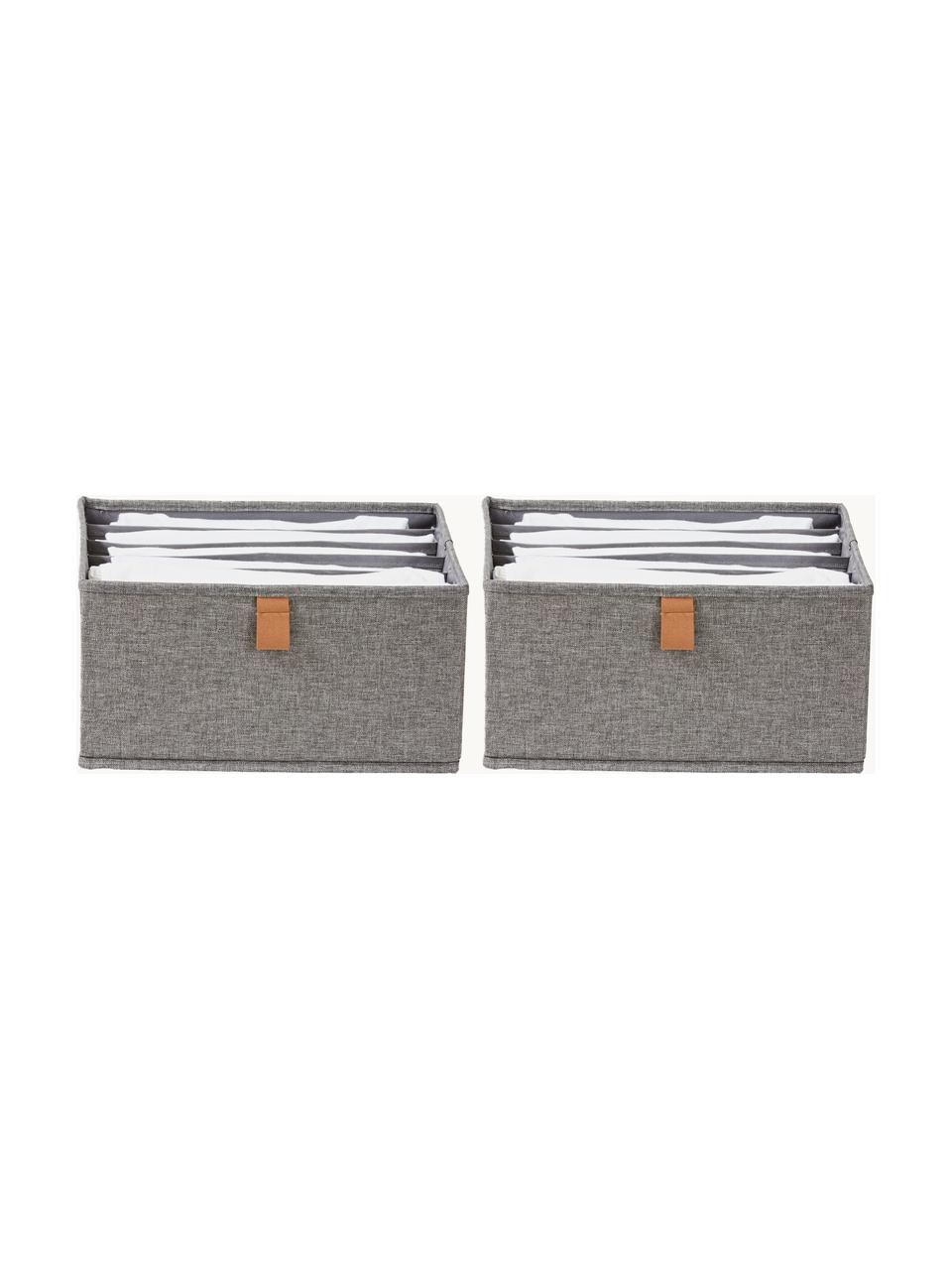 Boîtes de rangement Premium, 2 pièces, Gris foncé, brun, larg. 30 x haut. 30 cm