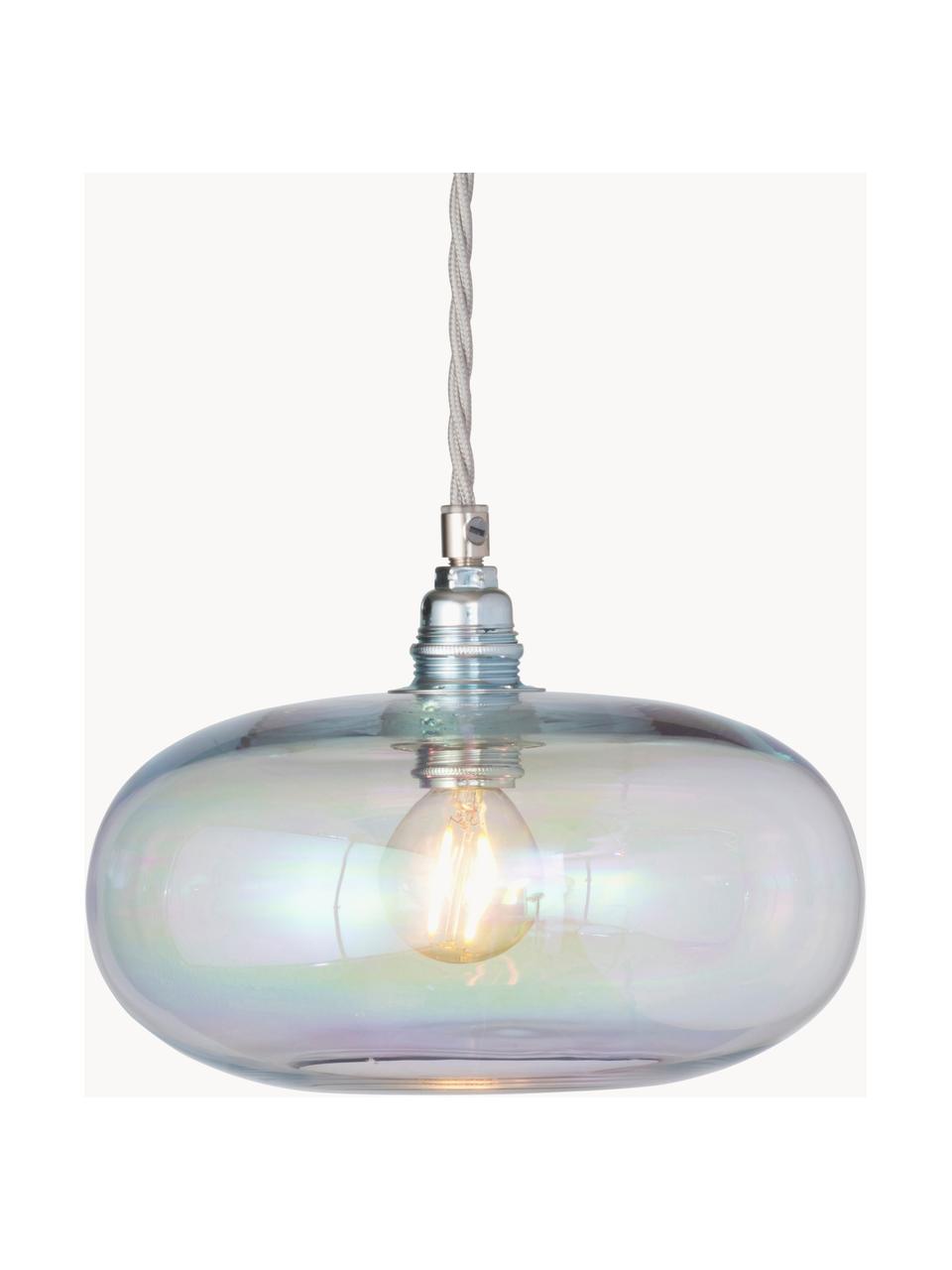 Kleine Pendelleuchte Horizon, mundgeblasen, Lampenschirm: Glas, mundgeblasen, Irisierend, Silberfarben, Ø 21 x H 14 cm