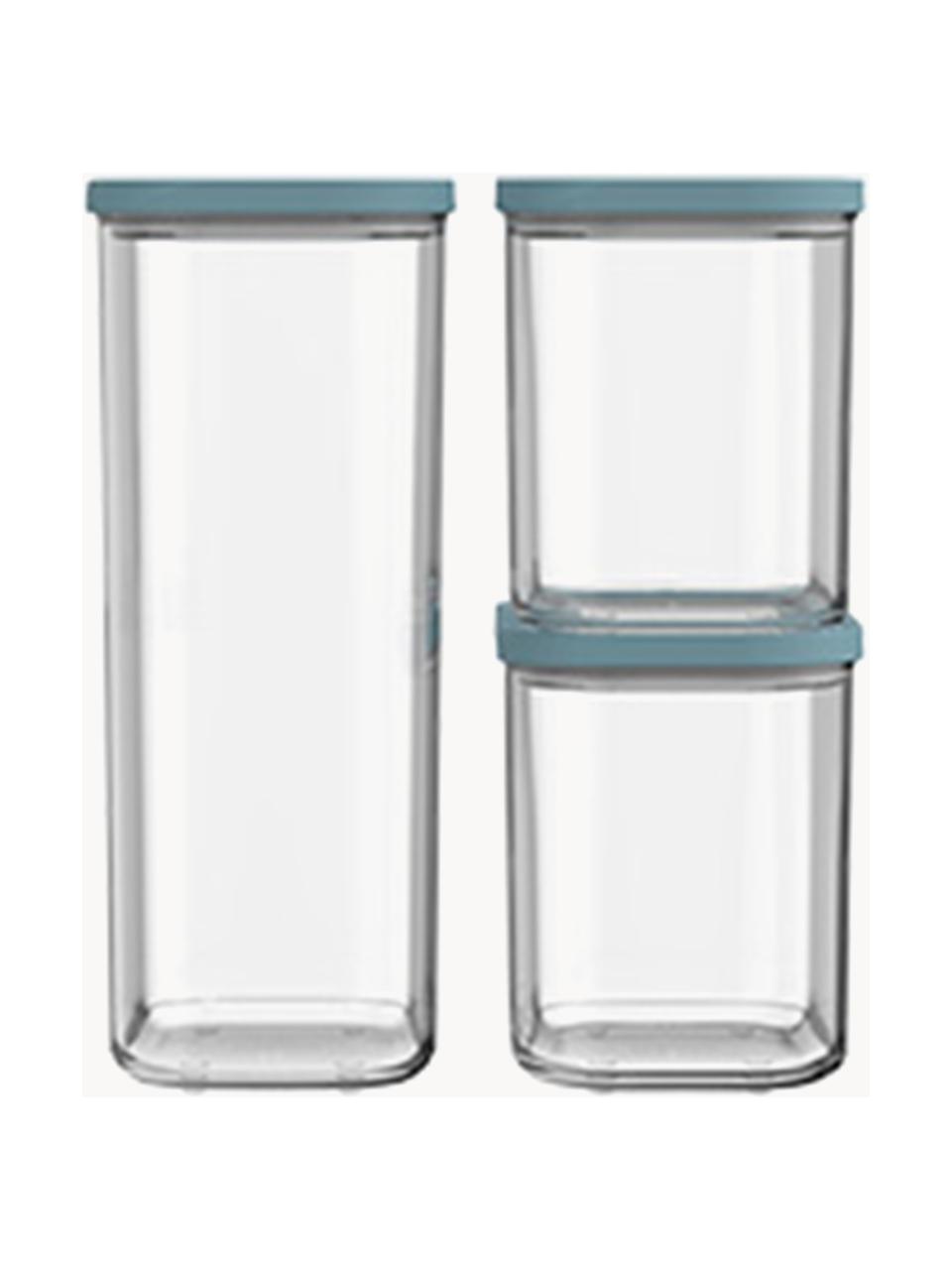 Aufbewahrungsdosen Modula, 3er-Set, Kunststoff, BPA-frei, Türkis, Transparent, Set mit verschiedenen Größen