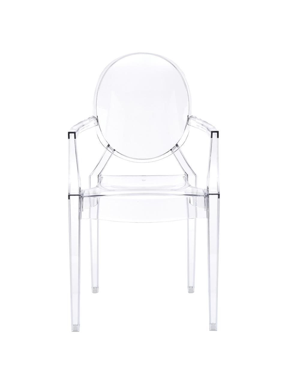 Designová židle s područkami Louis Ghost, Polykarbonát, certifikace Greenguard, Transparentní, Š 54 cm, H 55 cm