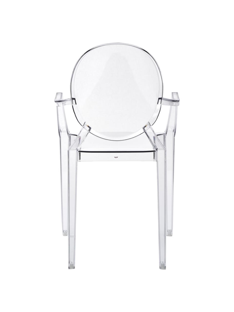 Designová židle s područkami Louis Ghost, Polykarbonát, certifikace Greenguard, Transparentní, Š 54 cm, H 55 cm