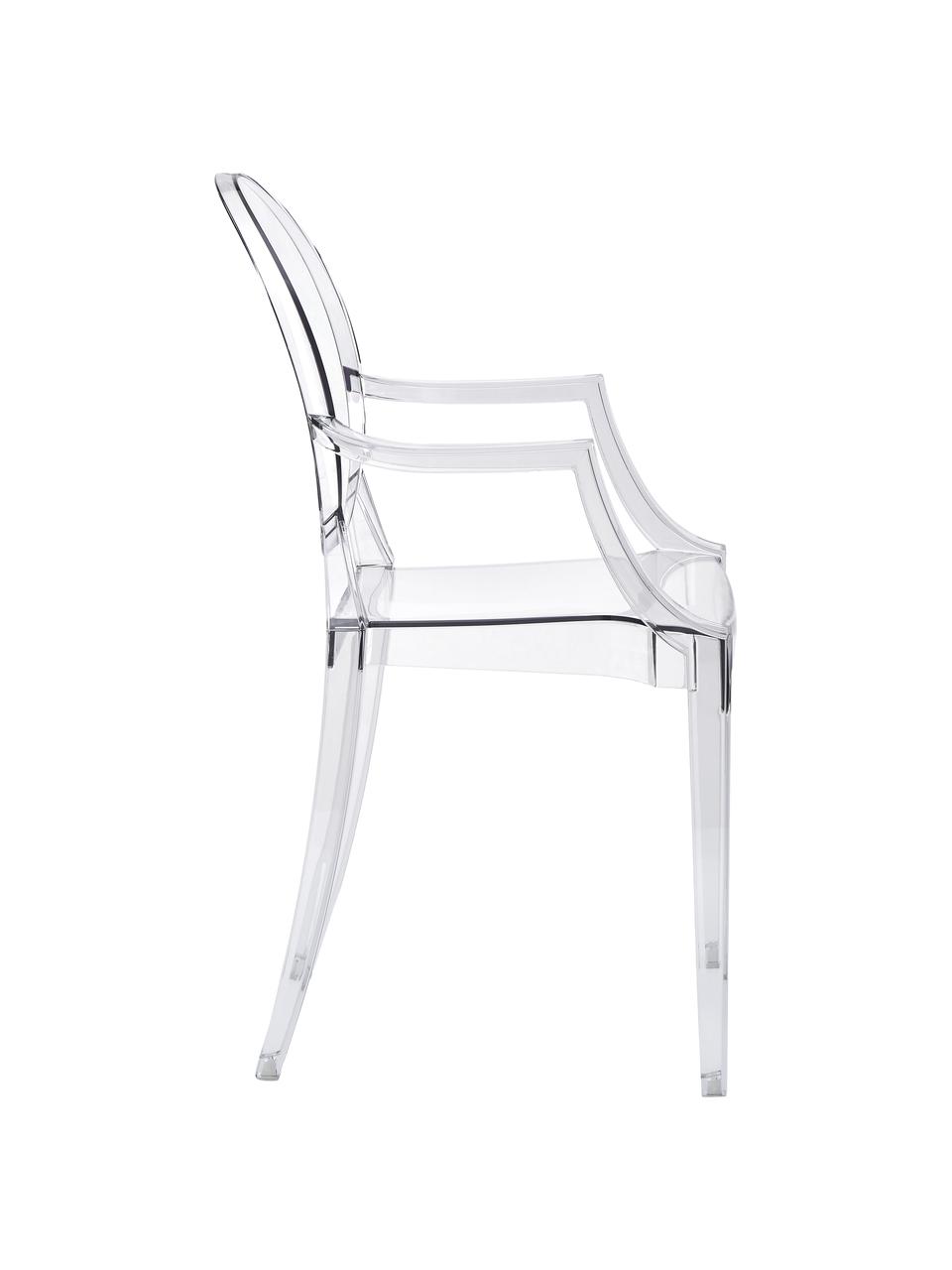 Designová židle s područkami Louis Ghost, Polykarbonát, certifikace Greenguard, Transparentní, Š 54 cm, H 55 cm