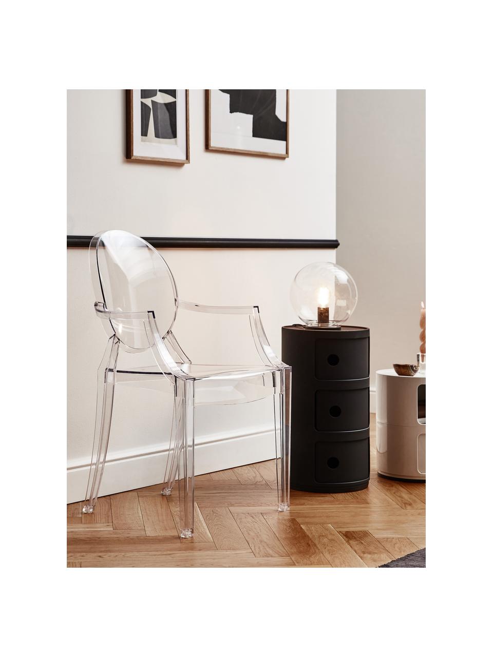 Krzesło z podłokietnikami Louis Ghost, Poliwęglan z certyfikatem Greenguard, Transparentny, S 54 x W 94 cm