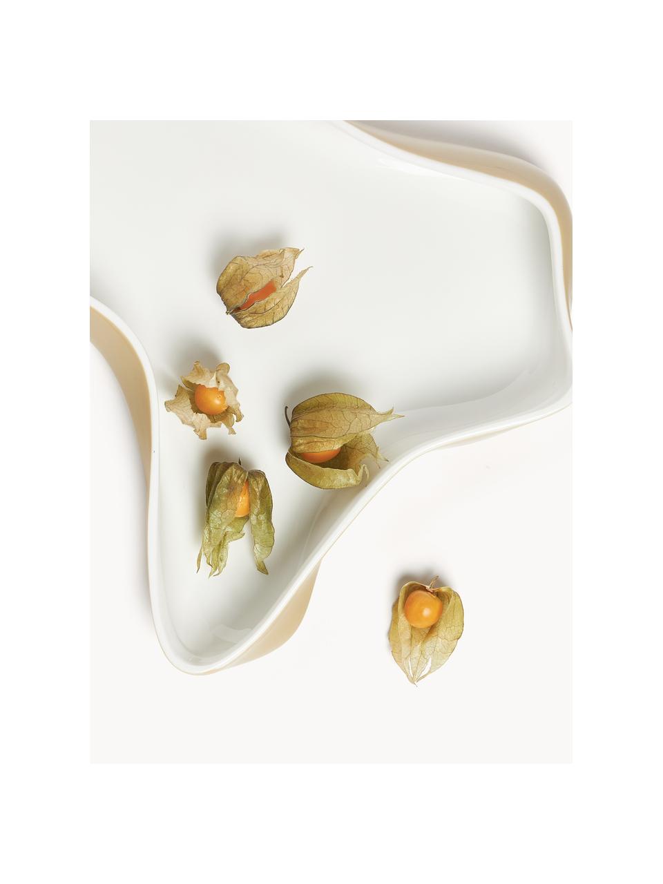 Set 2 ciotole decorative in porcellana Cleo, Porcellana, Bianco, ocra, Set in varie misure