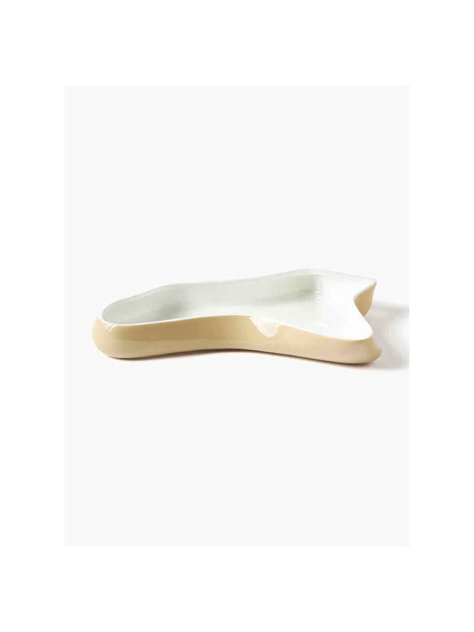 Decoratieve schalen Cleo van porselein, set van 2, Porselein, Wit, oker, Set met verschillende formaten