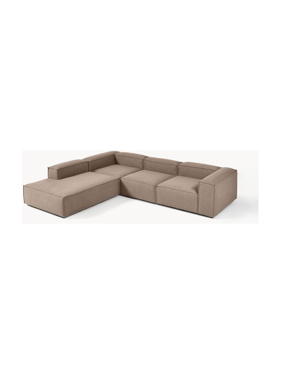 Narożna sofa modułowa XL Lennon, Tapicerka: 100% poliester Dzięki tka, Stelaż: lite drewno, sklejka, Nogi: tworzywo sztuczne, Taupe tkanina, S 329 x G 269 cm, lewostronna