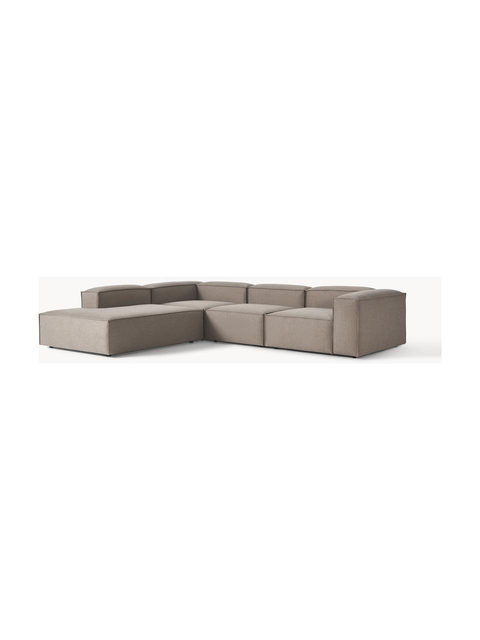 Modulares XL-Ecksofa Lennon, Bezug: 100 % Polyester Der strap, Gestell: Massives Kiefernhol, Sper, Webstoff Taupe, B 329 x T 269 cm, Eckteil links