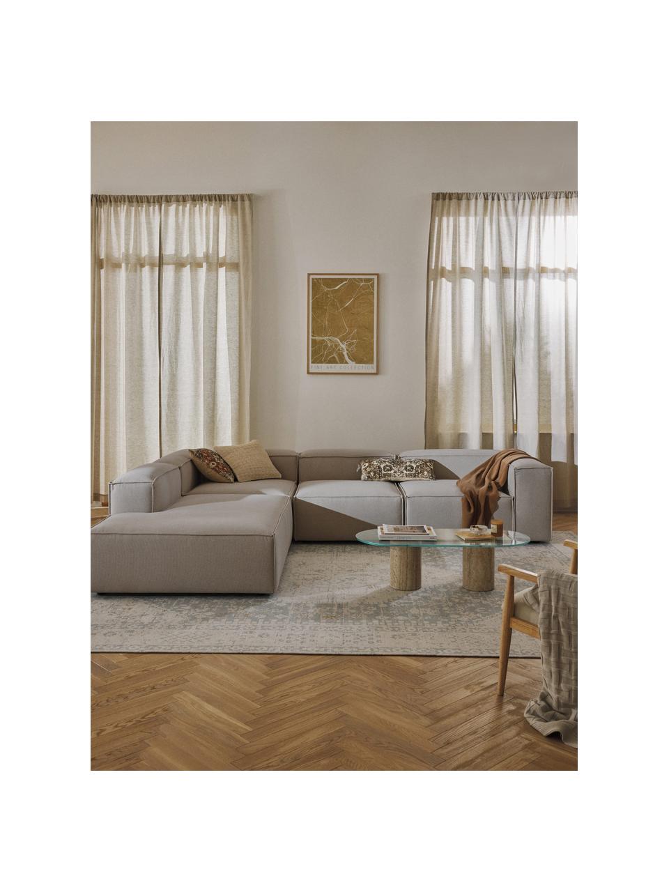 Narożna sofa modułowa XL Lennon, Tapicerka: 100% poliester Dzięki tka, Stelaż: lite drewno sosnowe, skle, Nogi: tworzywo sztuczne Ten pro, Taupe tkanina, S 329 x G 269 cm, prawostronna