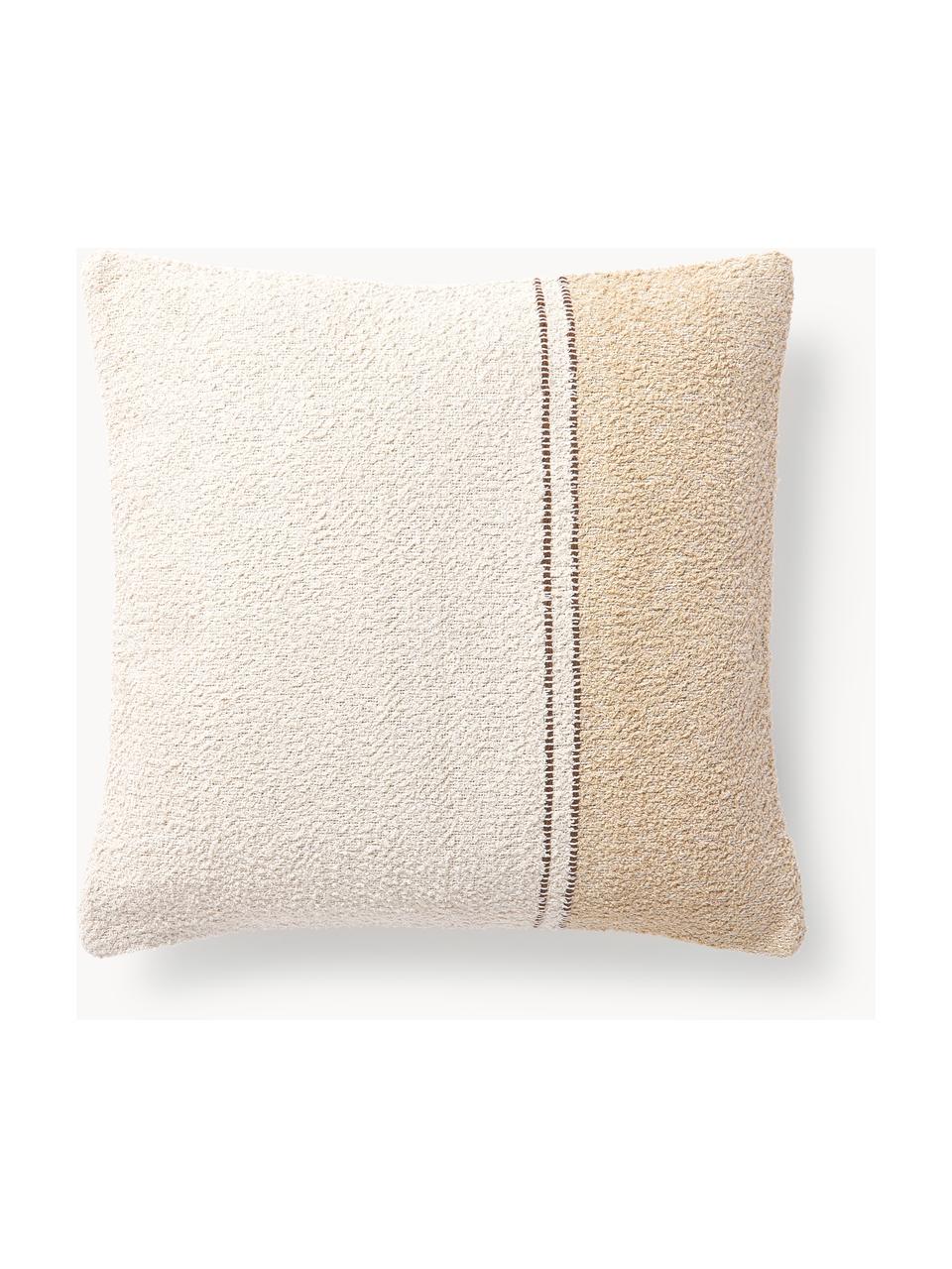 Housse de coussin en bouclette Lago, En tissu bouclette (100 % coton)

La bouclette est une matière qui se caractérise par sa texture aux courbes irrégulières. La surface caractéristique est créée par des boucles tissées de fils différents qui confèrent au tissu une structure unique. La structure bouclée a un effet à la fois isolant et moelleux, ce qui rend le tissu particulièrement douillet, Tons beiges, brun, larg. 50 x long. 50 cm