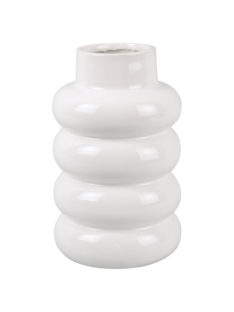 Vaso in ceramica Bobby Glazed, Ceramica, Bianco, Ø 15 x Alt. 24 cm