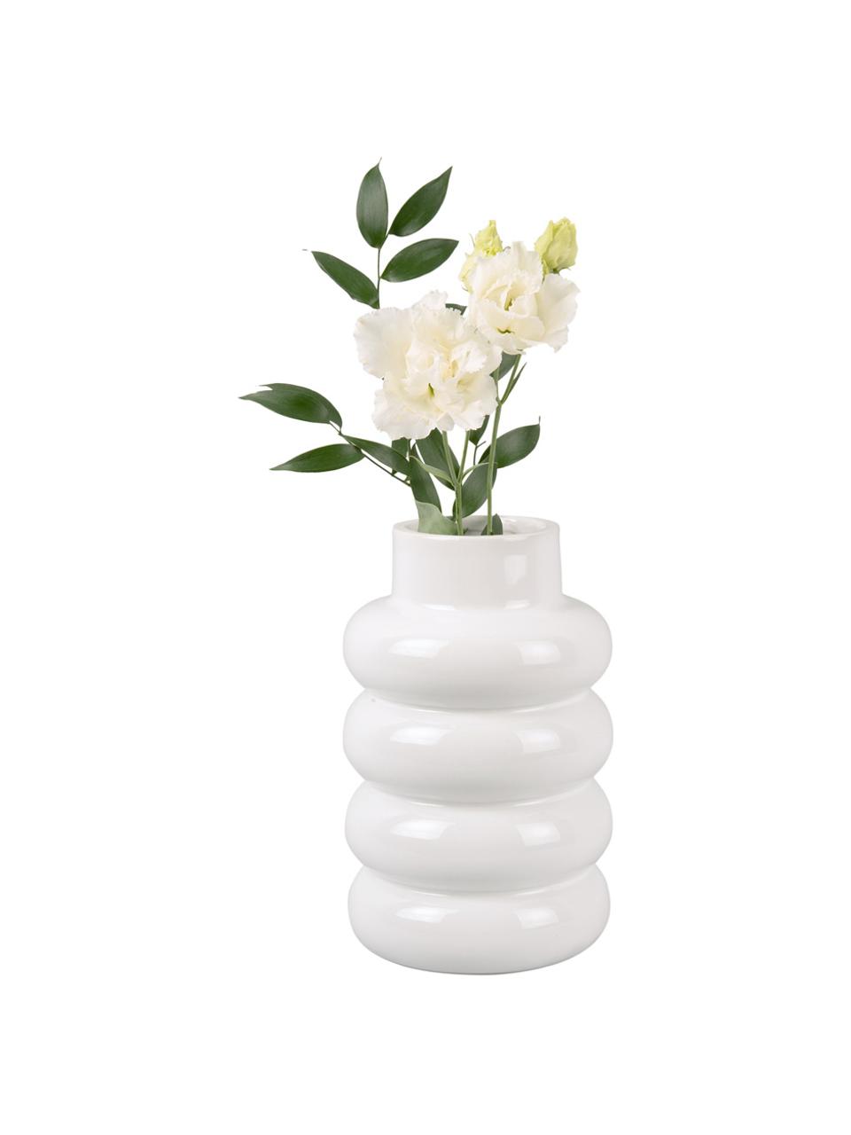 Keramická váza Bobbly Glazed, Keramika, Biela, Ø 15 x V 24 cm