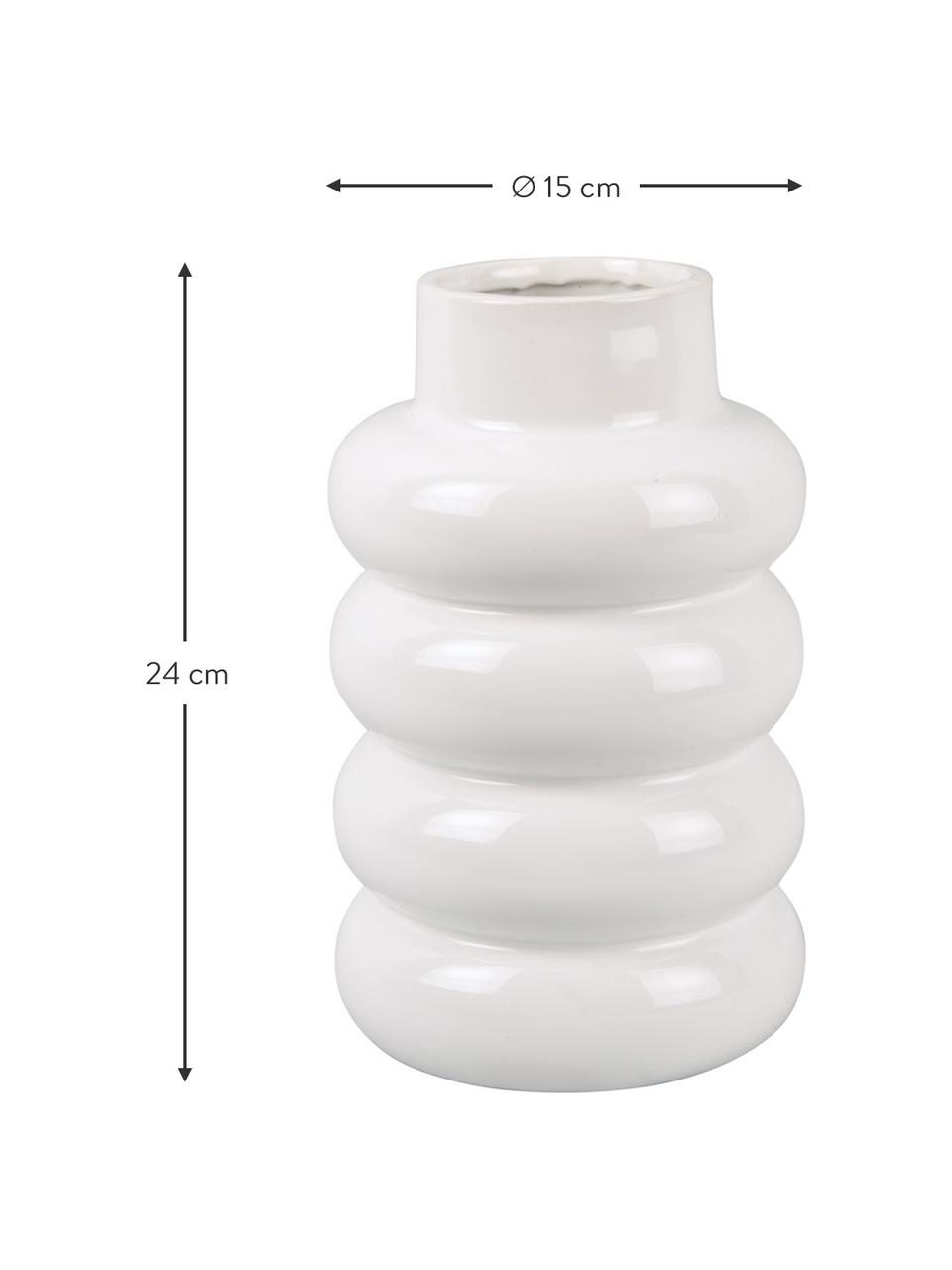 Vaas Bobbly Glazed van keramiek, Keramiek, Wit, Ø 15 x H 24 cm