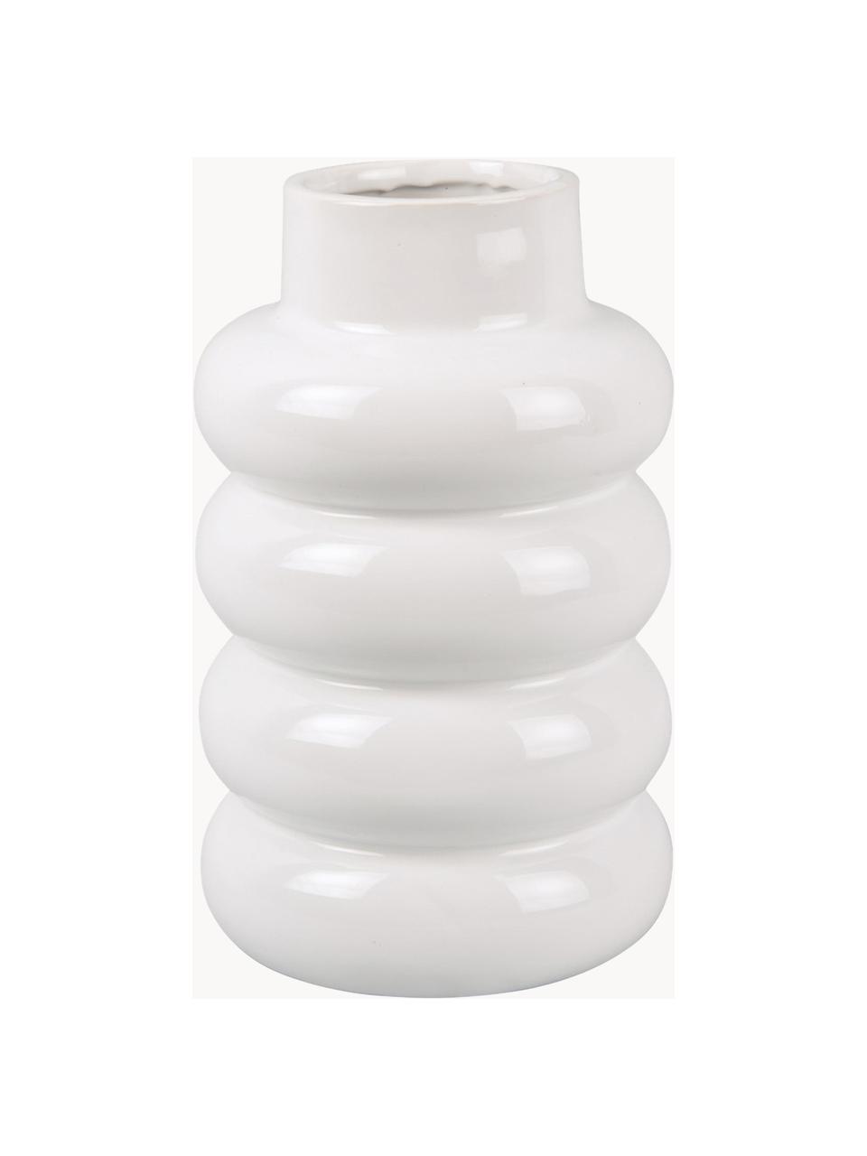 Keramická váza Bobble Glazed, Keramika, Bílá, Ø 15 cm, V 24 cm