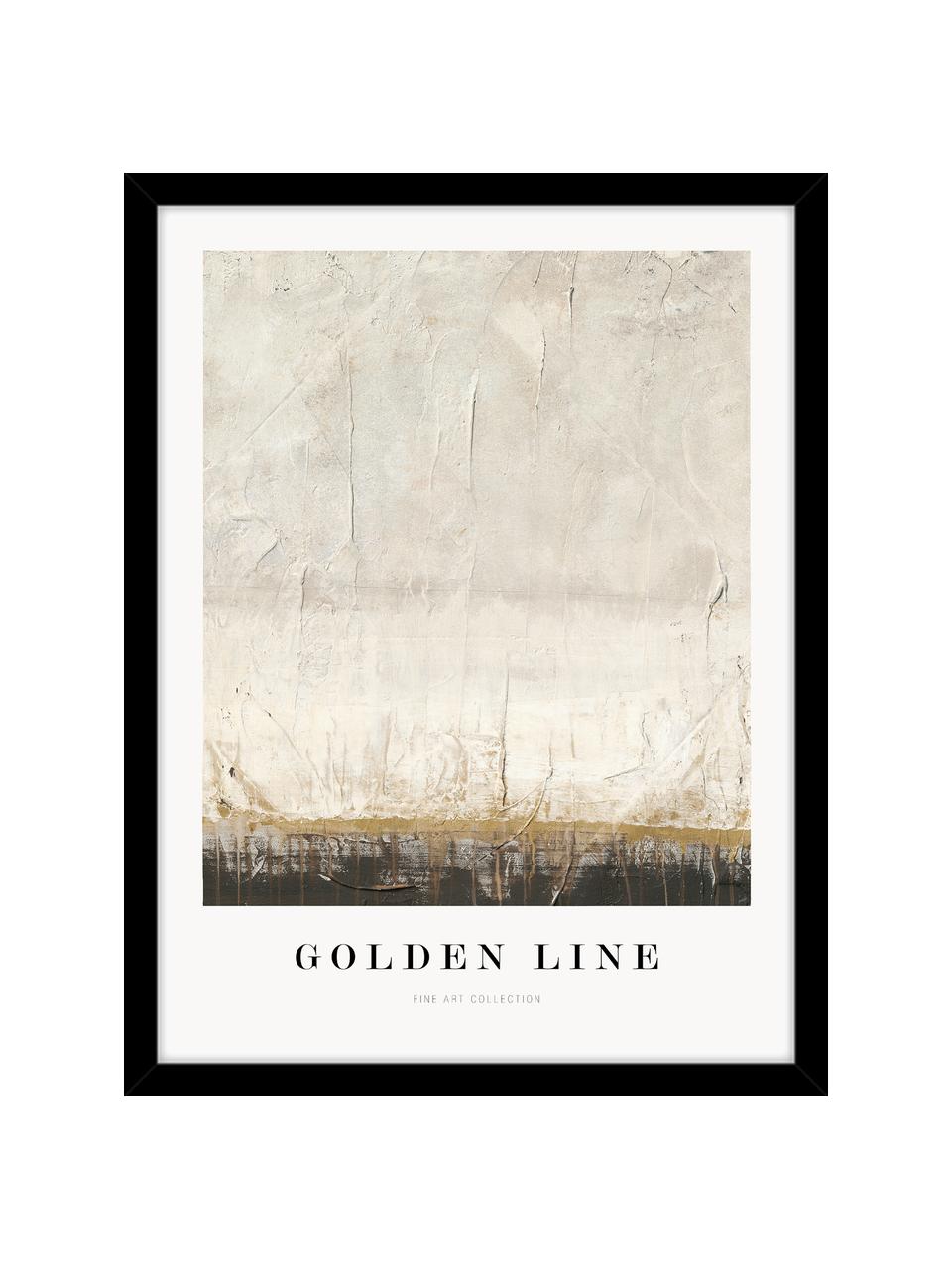 Gerahmter Digitaldruck Golden Line, Bild: Hartgepresster Karton, Rahmen: Eichenholz, Weiss, Schwarz, Beigetöne, B 30 x H 40 cm