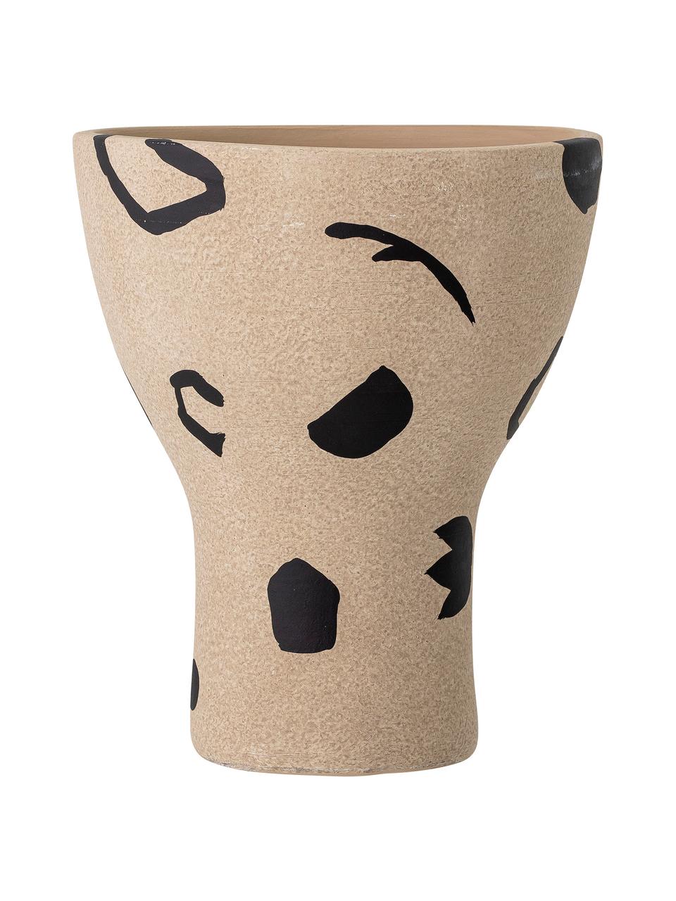 Vase Nans aus Terrakotta, Terrakotta, Beige, Schwarz, Ø 23 x H 27 cm