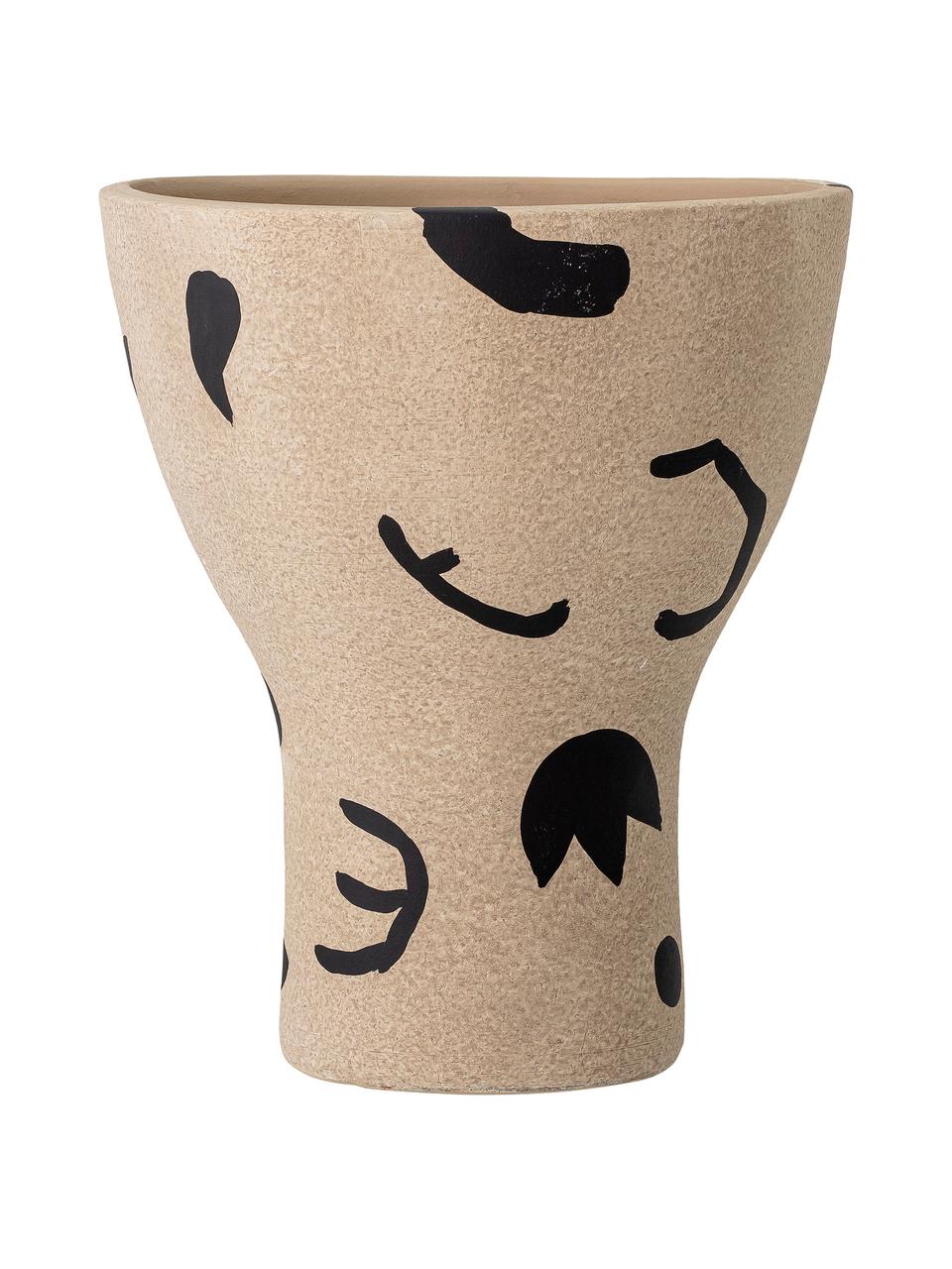 Vase Nans aus Terrakotta, Terrakotta, Beige, Schwarz, Ø 23 x H 27 cm