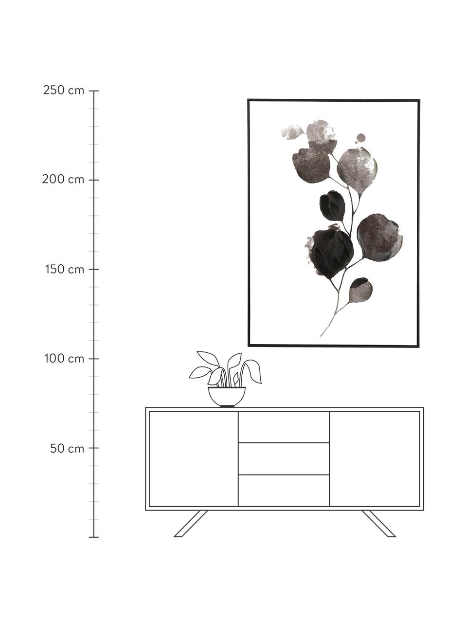 Cuadro en lienzo pintado Flor, Blanco, negro, An 100 x Al 140 cm